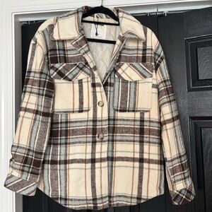 Plaid Women's Jacket in Cream and Brown